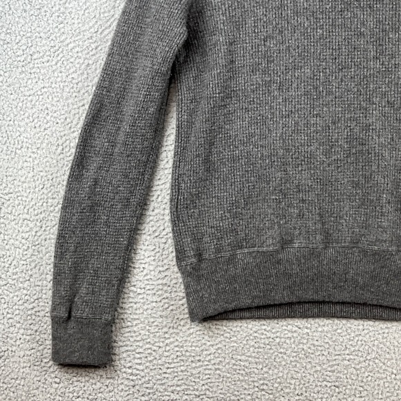Polo Ralph Lauren Mens L Washable 100% Cashmere Hoodie Grey Waffle Knit Sweater - Picture 9 of 13